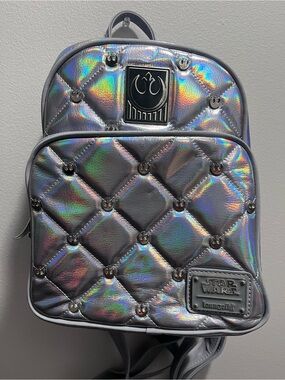 Loungefly Star Wars 40th anniversary Holographic Silver Quilted Mini Backpack